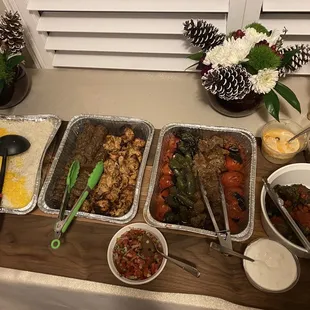 a variety of food on a table
