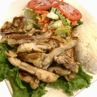 BBQ Chicken come with Rice and Salad