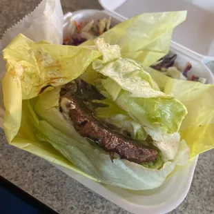 Green goddess lettuce wrap burger