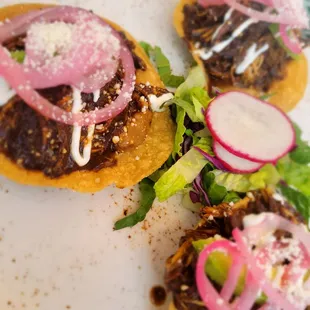 Chicken mole tostadas