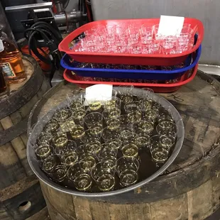 a barrel of wine and a basket of wine