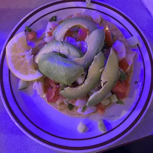 Ceviche Tostada - shrimp and avocado