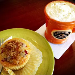 Orange Cranberry Muffing and Honey Vanilla Latte