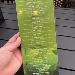Drink menu