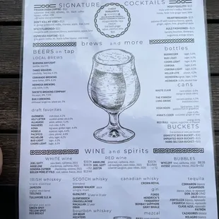 Drink menu