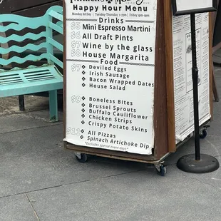 Happy hour menu