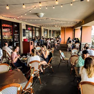 people eating outside