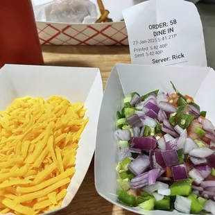 Cheese and veggies for Chili