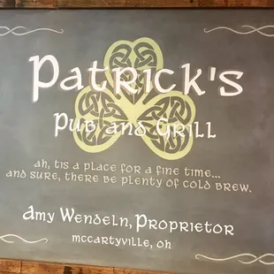 a sign for the restaurant