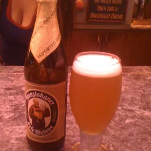 a beer and a glass