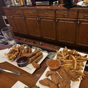 two plates of food on a table