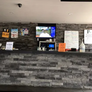 a bar with a television