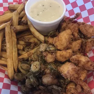 Chicken Basket Includes fried Jalapeños and Fries