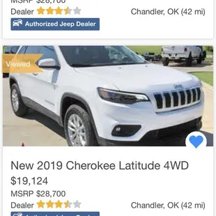 Advertised price $19,124