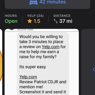 Sharing Joseph's screenshot of Catherine's message, heard the ad on the radio and my Car is on its last leg.