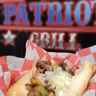 a hot dog in a basket