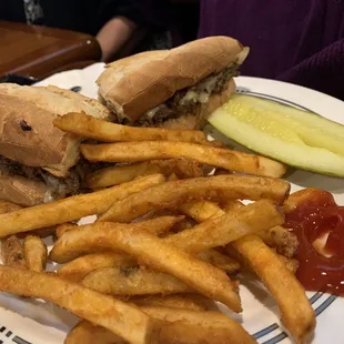 a sandwich and fries