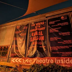 Vortex bar posters listing out all upcoming events