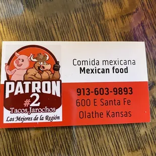 Card they gave me. Closed on Monday's