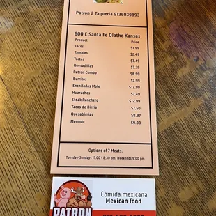 Partial menu. They have so much more.