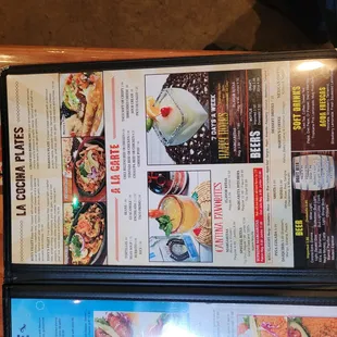 the menu of the restaurant