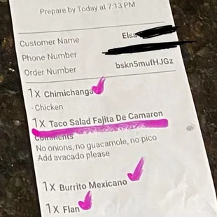 menu