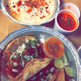 Choriqueso and Tacos Mexicanos