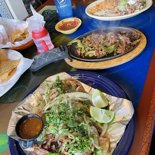 Street tacos and steak fajitas