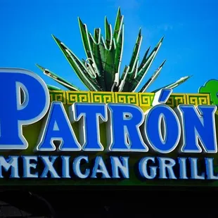 the sign for patron mexican grill