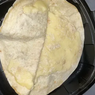 Inside cheese quesadilla