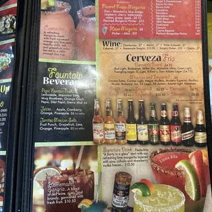 Booze menu