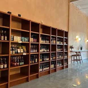 shelves of wine in a wine shop