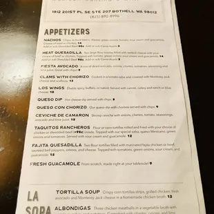 menu