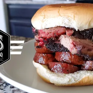 Brisket &amp; Brisket Sausage Sandwich