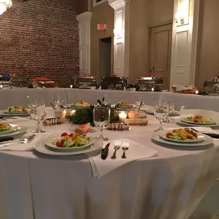 a table set for a formal dinner