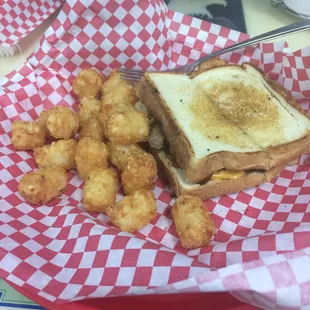 Bacon cheese toasted with tater tots