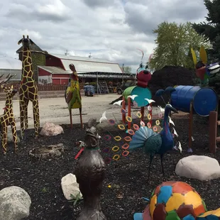 various animal sculptures