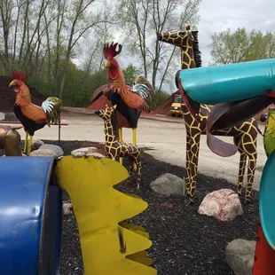 various animal sculptures