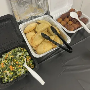 Mixed vegetable mix with plantain Meat Pie Puff puff