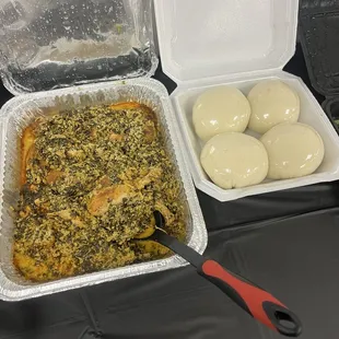Egusi Soup and Extra Pounded Yam
