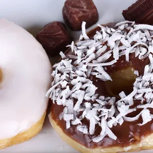 food, donuts, dough desserts