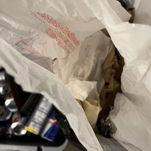 This is right where Our food went after one bite. IN THE TRASH where it belongs