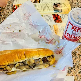 Mushroom Cheesesteak + Large diet coke