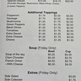 Menu as of 7/26/2024