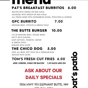 Call ahead to check the daily specials