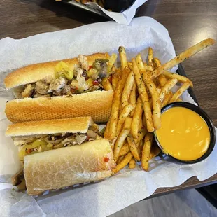 Chicken Green Chile Philly with SKINNY Krabby fries