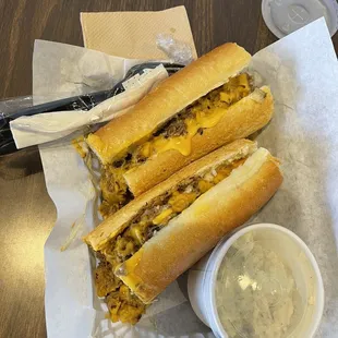 The Cheesesteak with cheez Whiz added and Creamy Potato Salad