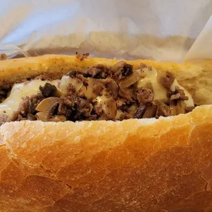 Philly cheese with onions and mushrooms