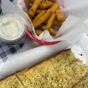 Zucchini Sticks and Garlic Bread