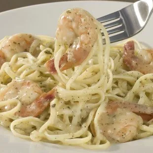 Shrimp over Pasta.